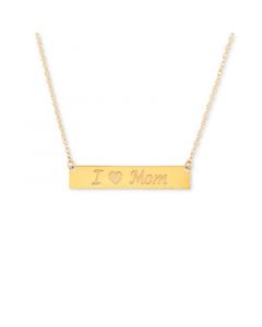 "I Love Mom" 18" Bar Necklace in 10k Gold