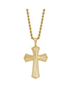 Men's Textured Cross 22" Pendant Necklace in 10k Gold