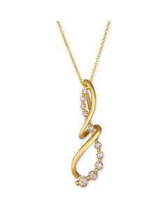 Nude Diamond Swirling Loop Adjustable 20" Pendant Necklace (3/8 ct. t.w.) in 14k Gold