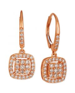 Nude Diamond Pavé Cluster Leverback Drop Earrings (5/8 ct. t.w.) in 14k Rose Gold