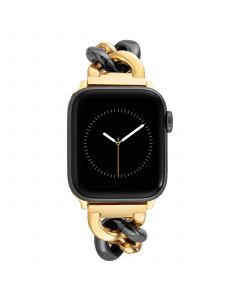 Women's Black and Gold-Tone Mixed Metal Chain Link Bracelet for Apple Watch, Compatible with 38mm, 41mm, 41mm