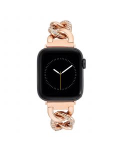 Women's Rose Gold-Tone Mixed Metal and Crystal Accented Chain Link Bracelet for Apple Watch, Compatible with 38mm, 40mm, 41mm