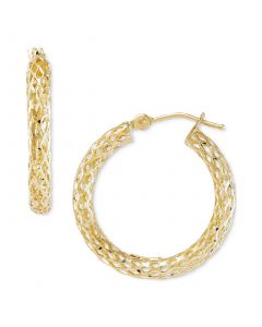 Textured Tube Small Hoop Earrings in 14k Gold, 5/8"