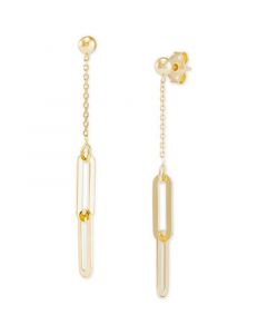 Polished Paperclip Drop Earrings in 14k Gold