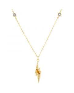 Citrine (1/10 ct. t.w.) & Diamond Accent Lightning Bolt Pendant Necklace in 14k Gold-Plated Sterling Silver, 16" + 2" extender