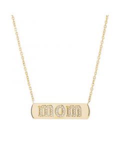 Diamond MOM 17" Bar Pendant Necklace (1/10 ct. t.w.) in 14k Gold