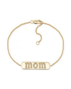 Diamond MOM ID Plate Bracelet (1/10 ct. t.w.) in 14k Gold