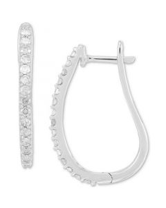 Diamond Oval Hoop Earrings (1/2 ct. t.w.) in Sterling Silver