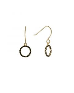 Black Spinel Circle Drop Earrings