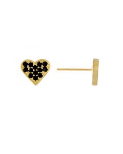 Black Spinel Post Heart Stud Earrings