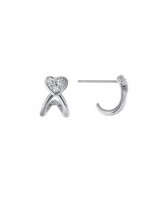 Clear Cubic Zirconia Post Heart Earrings