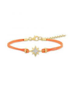 Diamond Accent North Star Cord Bracelet in 14k Gold-Plated Sterling Silver