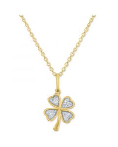 Diamond Accent Clover Pendant Necklace in 14k Gold-Plated Sterling Silver, 16" + 2" extender