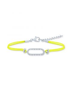 Diamond Accent Single Link Yellow Cord Bracelet in Sterling Silver