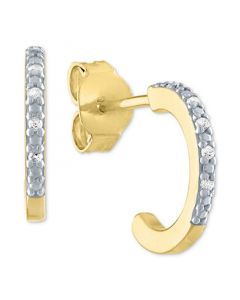 Diamond Accent Small Hoop Earrings in 14k Gold-Plated Sterling Silver