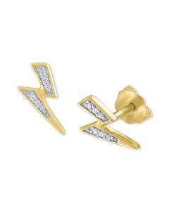 Diamond Accent Lightning Bolt Stud Earrings in 14k Gold-Plated Sterling Silver