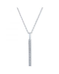 Diamond Accent Vertical Bar Pendant Necklace in Sterling Silver, 16" + 2" extender