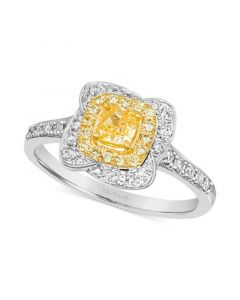 Sunny Yellow Diamond (3/8 ct. t.w.) & Vanilla Diamond (1/4 ct. t.w.) Ring in Platinum & 14k Gold