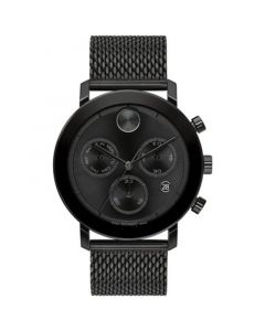 Men's Swiss Chronograph Bold Evolution Black Ion-Plated Mesh Steel Bracelet Watch 42mm