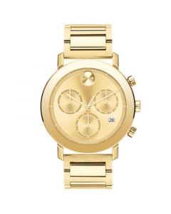 Men's Swiss Chronograph Bold Evolution Gold Ion-Plated Steel Bracelet Watch 42mm