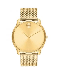 Men's Swiss Bold Thin Gold Ion-Plated Steel Mesh Bracelet Watch 42mm