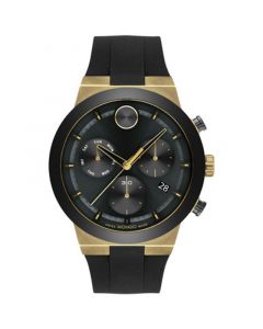 Men's Swiss Chronograph Bold Fusion Black Silicone Strap Watch 45mm