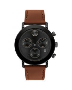 Men's Swiss Chronograph Bold Evolution Brown Leather Strap Watch 42mm