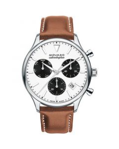 Men's Heritage Cognac Brown Genuine Leather Strap Watch 43mm