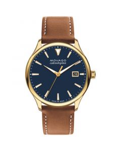 Men's Swiss Heritage Brown Leather Strap Watch 40mm