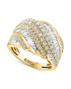 EFFY® Diamond Baguette & Round Diagonal Multirow Ring (1-5/8 ct. t.w.) in 14k Gold