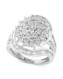 EFFY® Diamond Round & Baguette Cluster Swirl Ring (7/8 ct. t.w.) in 14k Gold