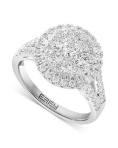 EFFY® Diamond Halo Cluster Split Shank Ring (1-3/8 ct. t.w.) in 14k White Gold