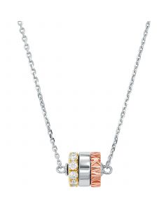 Tri-Tone Sterling Silver Rondelle Necklace