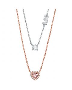 Sterling Silver Two-Tone Double Layered Heart Necklace