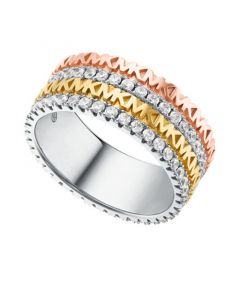 Tri-Tone Sterling Silver Statement Monogram Ring