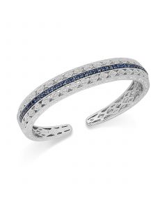 Sapphire (1-5/8 ct. t.w.) and Diamond (1/10 ct. t.w.) Cuff Bracelet in Sterling Silver