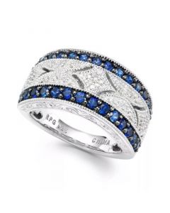 Sapphire (1 ct. t.w.) and Diamond (1/10 ct. t.w.) Ring in Sterling Silver (Also Available in Emerald and Ruby)