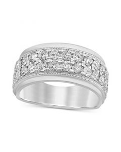 Men's Diamond Double Row Ring (2 ct. t.w.) in 10k White Gold