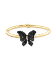 EFFY® Black Diamond (7/8 ct. t.w.) & White Diamond (1/10 ct. t.w.) Butterfly Bangle Bracelet in 14k Gold