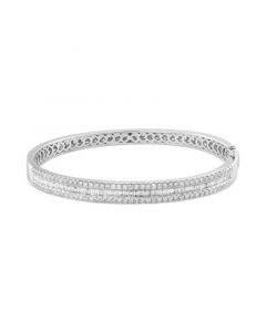 EFFY® Diamond Round & Baguette Bangle Bracelet (2-3/8 ct. t.w.) in 18k White Gold