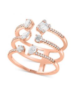 EFFY® Diamond Multi-Cut Triple Row Cuff Ring (3/4 ct. t.w.) in 14k Rose Gold