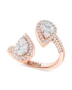 EFFY® Diamond Multi-Cut Halo Cluster Bypass Ring (1-1/6 ct. t.w.) in 14k Rose Gold