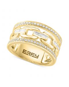 EFFY® Diamond Baguette & Round Chain Link Statement Ring (1/2 ct. t.w.) in 14k Gold