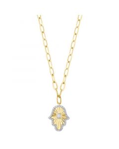 EFFY® Diamond Hamsa Hand 18" Pendant Necklace (1/5 ct. t.w.) in 14k Gold