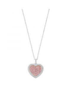 EFFY® Pink Diamond (3/4 ct. t.w.) & White Diamond (1/3 ct. t.w.) Pavé Heart 18" Pendant Necklace in 18k White Gold