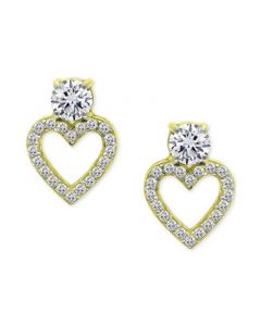 Cubic Zirconia Heart Stud Earrings in Sterling Silver, Created for Macy's (Also available in 18k gold-plated sterling silver)