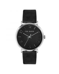 Men's Phylipa Black Leather Strap Watch 43mm