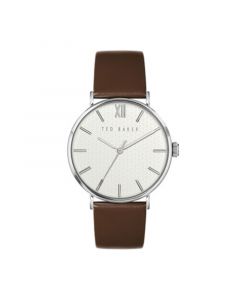 Men's Phylipa Brown Leather Strap Watch 43mm