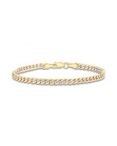 Double-Sided Cuban Link Chain Bracelet in 10k Two-Tone Gold