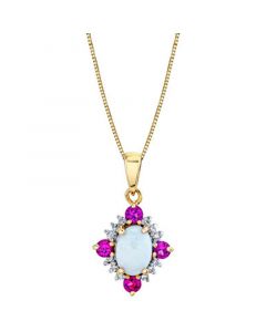 Multi-Gemstone (7/8 ct. t.w. ) & Diamond (1/10 ct. t.w.) 18" Pendant Necklace in 10k Gold